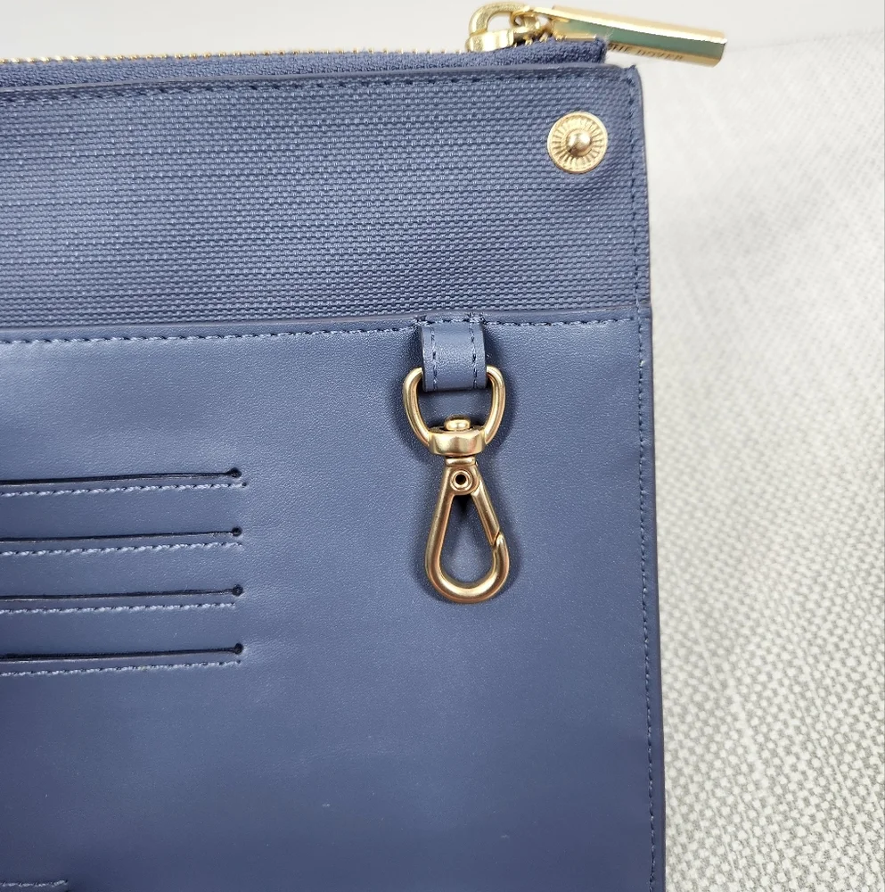 Dagne Dover Essentials Coated Canvas Blue Clutch Wallet Wristlet
